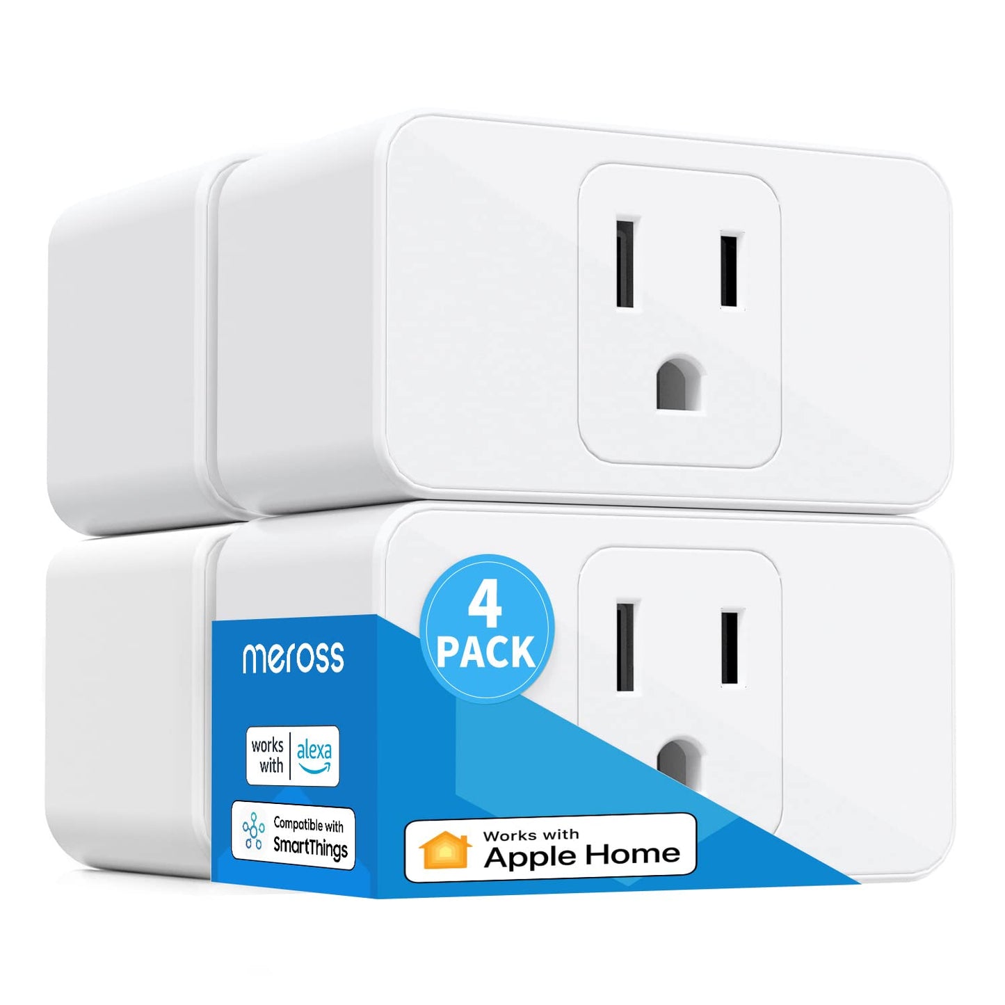 meross Smart Plug Power Strip, WiFi Flat Outlet 15A Compatible with Apple HomeKit, Siri, Alexa, Google Assistant & SmartThings, with 4 AC Outlets & 4 USB Ports, 6 Feet Surge Protector Extender