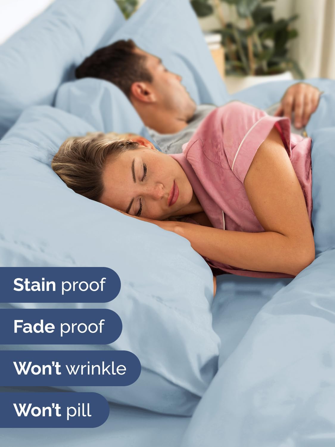Skiennix Extra Deep Twin Sheet Set - 4 Piece Cooling Bedding - Soft, Wrinkle-Free Sky Blue