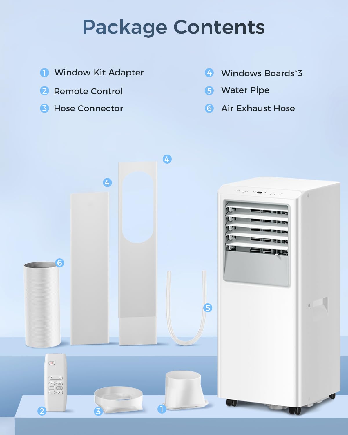 Energlow 8000 BTU Portable Air Conditioner, 5-in-1 Cools 350 Sq.Ft, Quiet AC Unit with Fan & Dehumidifier, LED Display, Remote, 24H Timer, Window Kit, for Bedroom/Office/Dorms/Apartment