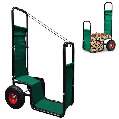 KAIDIDA Firewood Cart with Wheels: 44 X 27 X 20 in Heavy Duty 260 lbs Load Capacity Waterproof Easy Assembly Rack for Indoor Garden Backyard Fireplace Men Women Use with Rubber Wheels