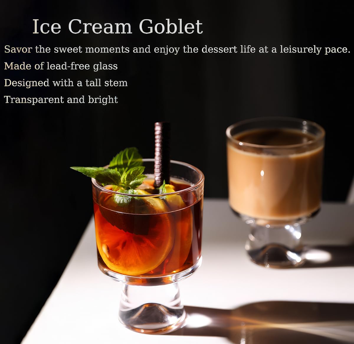 MQMCPDS 8 oz Glass Dessert Cups (Set of 6) Exquisite dessert cups for pudding, sundae, ice cream, cake, fruits, salads and cocktails - Perfect for use as trifle bowls (clear color)