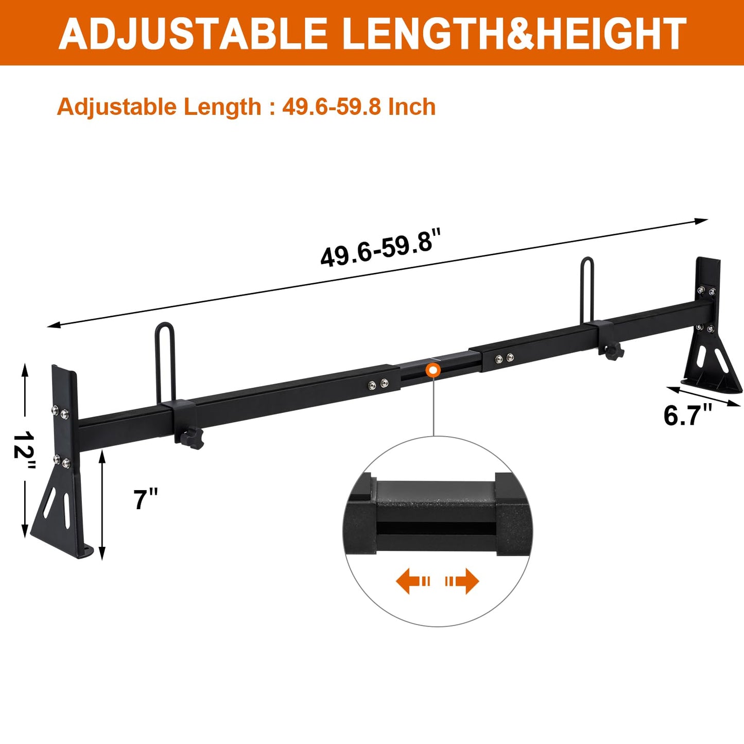 CIRONBOW Van Ladder Roof Racks,3 Bars, Fit for 1996-up Chevy Express 1500 2500 3500, Ford e150,e250,e350,GMC Savana, Drilling/Through-Bolt,fit Vans Without Rain Gutter,Adjustable Length 49''-59''