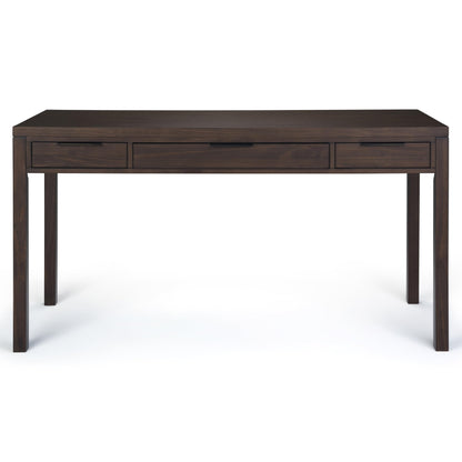 SIMPLIHOME Hollander Desk - 60 Inch Wide Solid Wood Writing Desk in Warm Walnut Brown, Contemporary Home Office Computer Table for Workspace or Study with 2 Drawers and Flip-Down Keyboard Tray