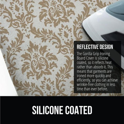 Gorilla Grip Ironing Board Cover & Pad - Scorch Resistant Silicone Coating, 15x54" Size