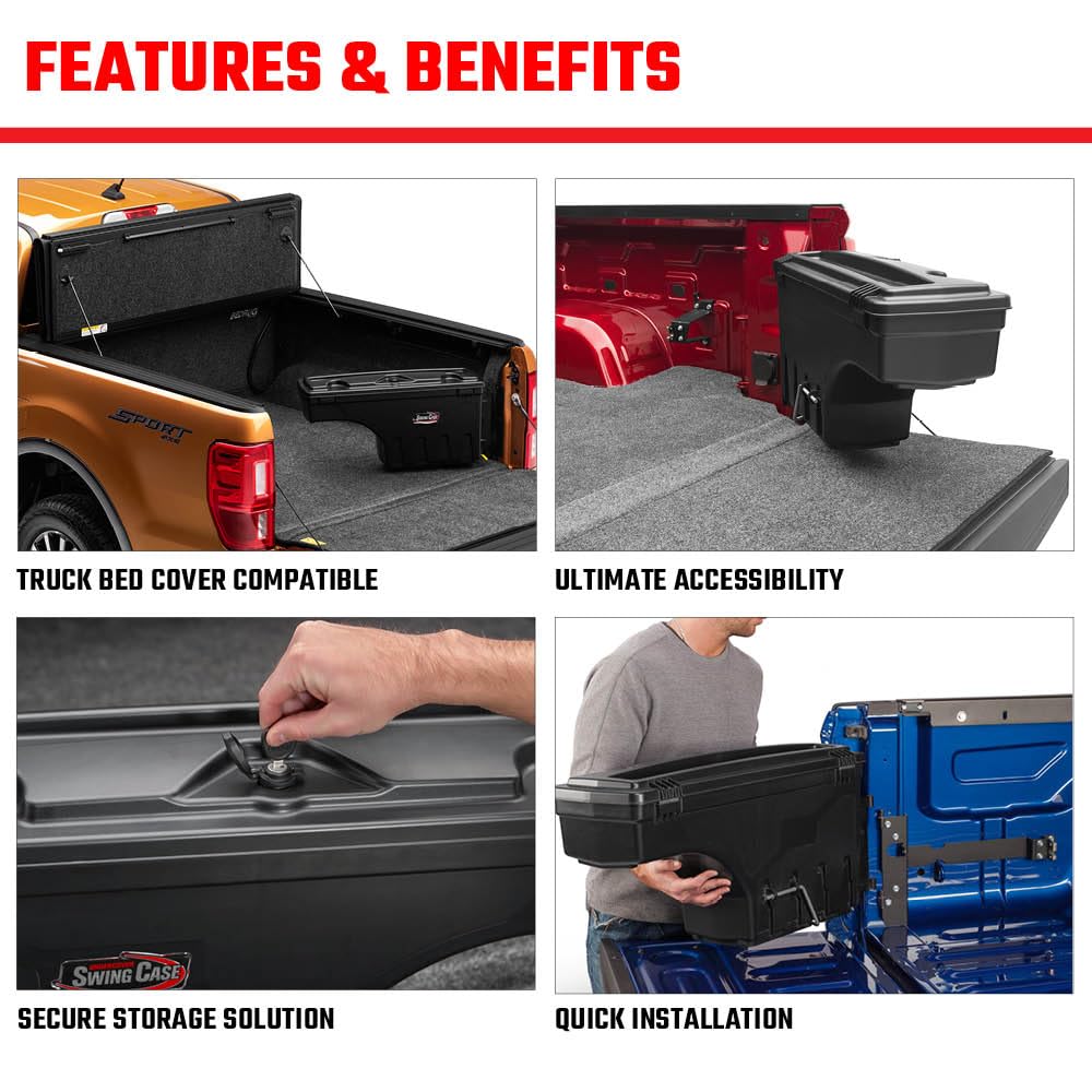 RealTruck UnderCover SwingCase Truck Bed Storage Box | SC300P | Fits 2002 - 2023 Dodge Ram 1500, 2003-20 2500/3500, Passenger Side (Without RamBox)