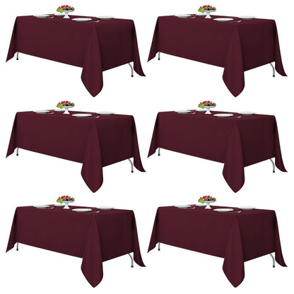 Fitable Burgundy Rectangle Tablecloths for 6 Foot Tables, 6 Pack - 70 x 108 Inches - Stain Resistant and Washable Table Clothes, Polyester Fabric Table Covers for Wedding, Party, Banquet, Buffect