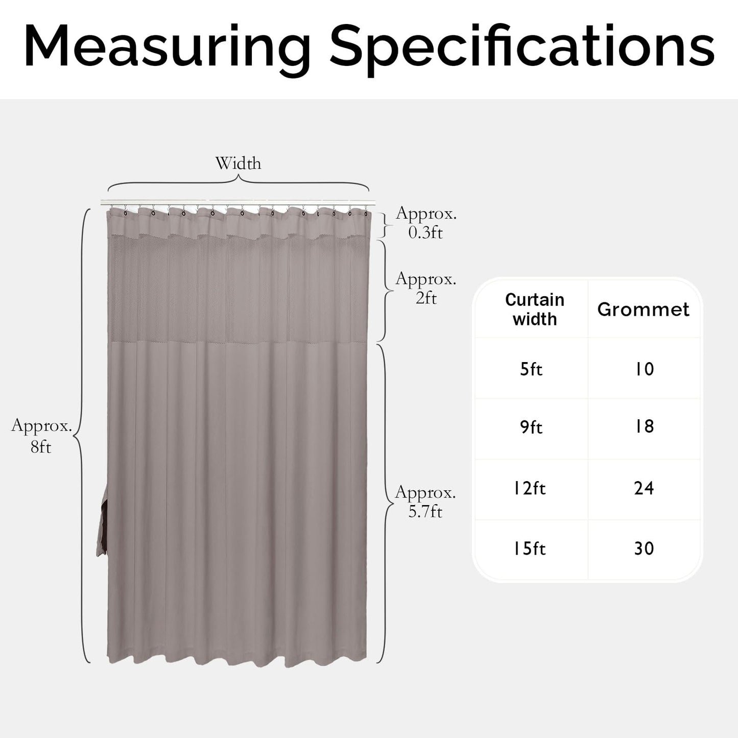 ABBRIGE Flame Retardant Hospital Curtain Hanging Medical Privacy Room Divider Cubicle Curtains for Room Separation - Meets for Fire Retardant Testing According to NFPA-701 (1 Panel, Grey, 12x8ft)
