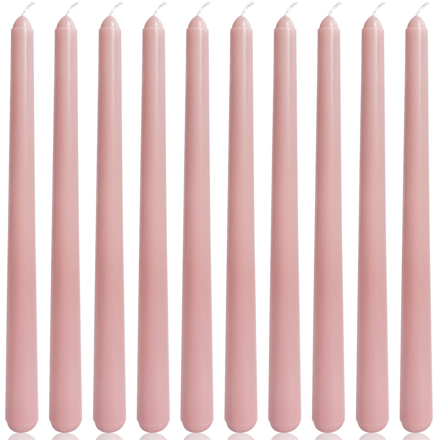 10 Inch Dusty Rose Taper Candles for Home Decoration, 10 Pack Unscented Candlesticks for Dinner Wedding Party, Smokeless and Dripless Candle Sticks