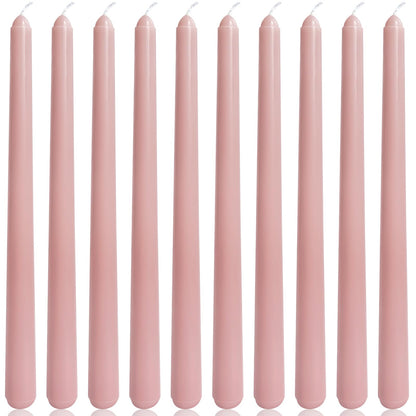 10 Inch Dusty Rose Taper Candles for Home Decoration, 10 Pack Unscented Candlesticks for Dinner Wedding Party, Smokeless and Dripless Candle Sticks