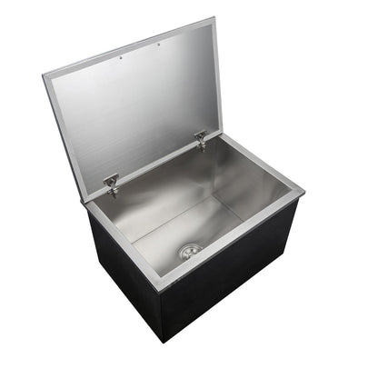 Garvee 20”Drop in Ice Chest 107.5L Built-in Cooler, Stainless Steel Outdoor Kitchen Ice Bin with Lid & Drain, Insulated Bar Ice Storage for Patio, BBQ, Restaurant Beverage Station