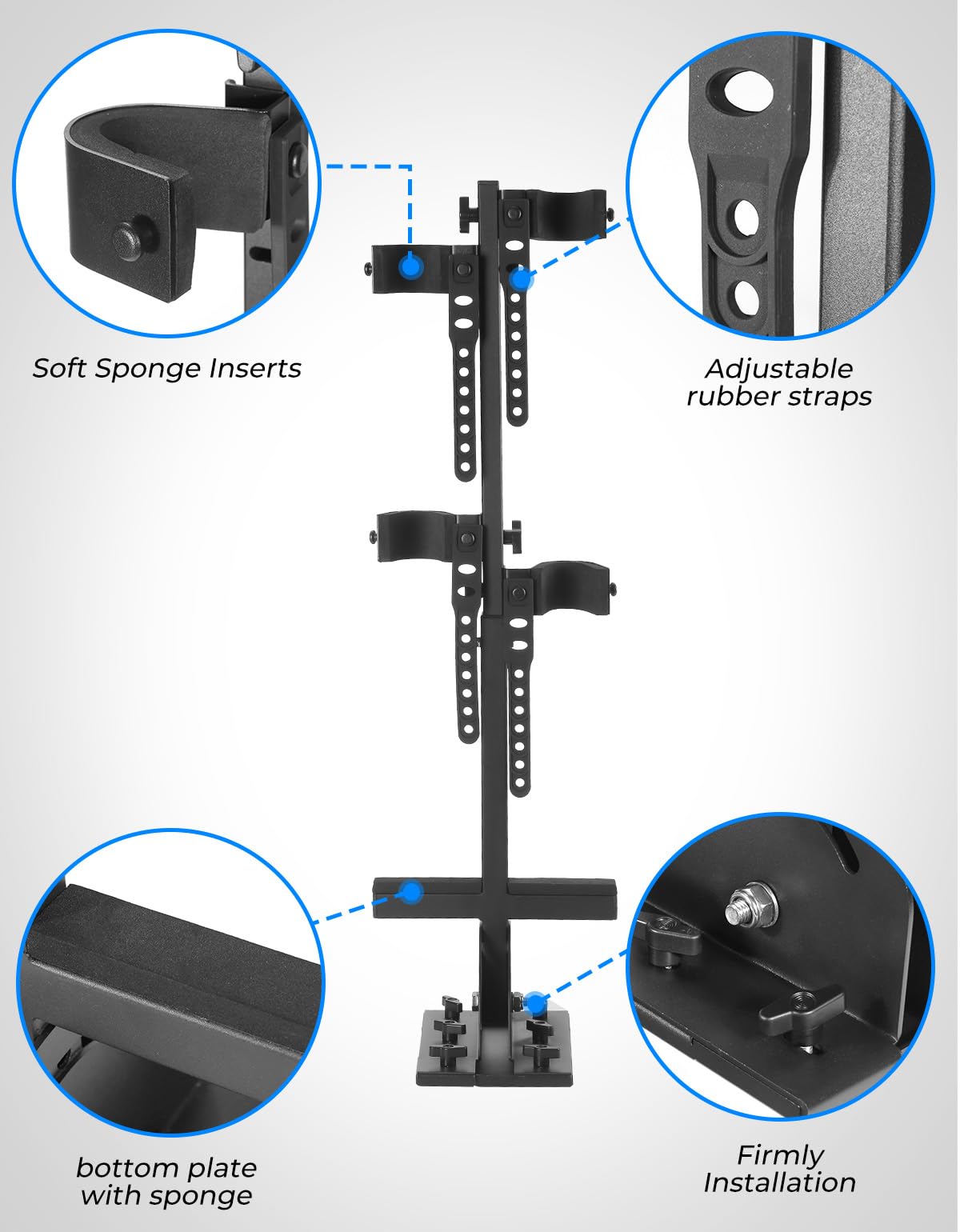 KEMIMOTO UTV Hunting Tool Holder Rack, Tie Down Anchor Compatible with Polaris Ranger General Sportsman, Bow Rack Tools Holder with Rubber Snubbers for Added Security