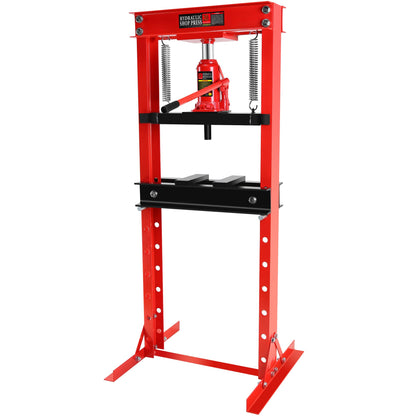 GarveeTech 20 Ton Shop Press, H-Frame Garage Floor Adjustable Hydraulic Shop Press with Stamping Plates to Bend, Straighten, Or Press Parts, Install Bearings & U-Joints