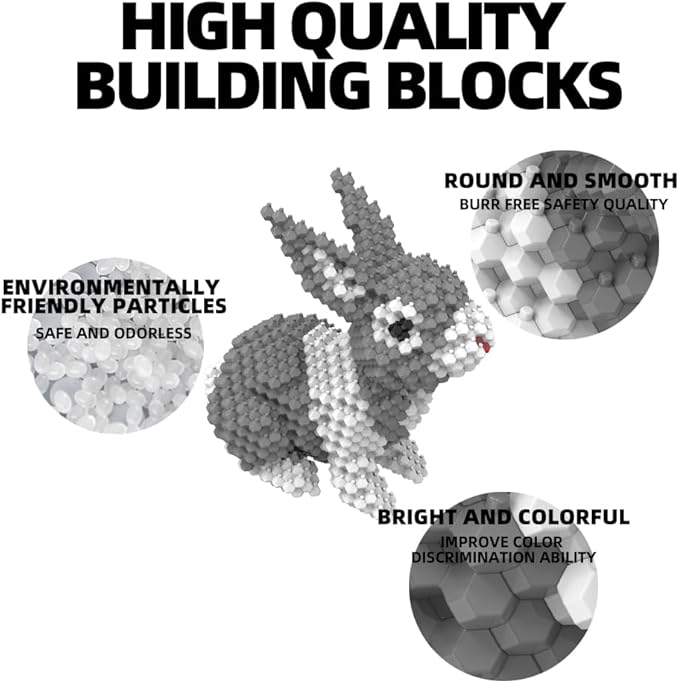 KADELE Easter Bunny Building Animal Sets Extremely Challenging STEM Building Blocks Decor for Adults Kids Micro 3D Educational Toys for Boys Girls Ages 8 and Up (660 Pieces)