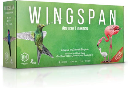 Stonemaier Games: Wingspan Americas Expansion by Elizabeth Hargrave | Add to Wingspan | Includes Small Hummingbird Cards with New Mechanism 111 Unique New Colorful Birds &amp More | 1-5 Players 90