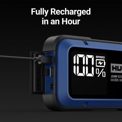 Hulkman Alpha85,Cobalt Blue,2000A 74Wh Smart Jump Starter, 12V Portable Car Battery Booster with 3.3" Display, USB-C Power Pack, 5-Mode Flashlight, Jumper Cables for up to 8.5L Gas/6.0L Diesel