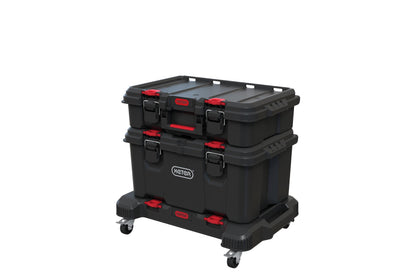 Keter Stack-n-Roll 3-Piece Rolling Tool Storage System – Includes Dolly, Tool Box & Deep Power Tool Case | Modular Mobile Tool Organizer | Stackable Design for Garage, Jobsite & Workshop