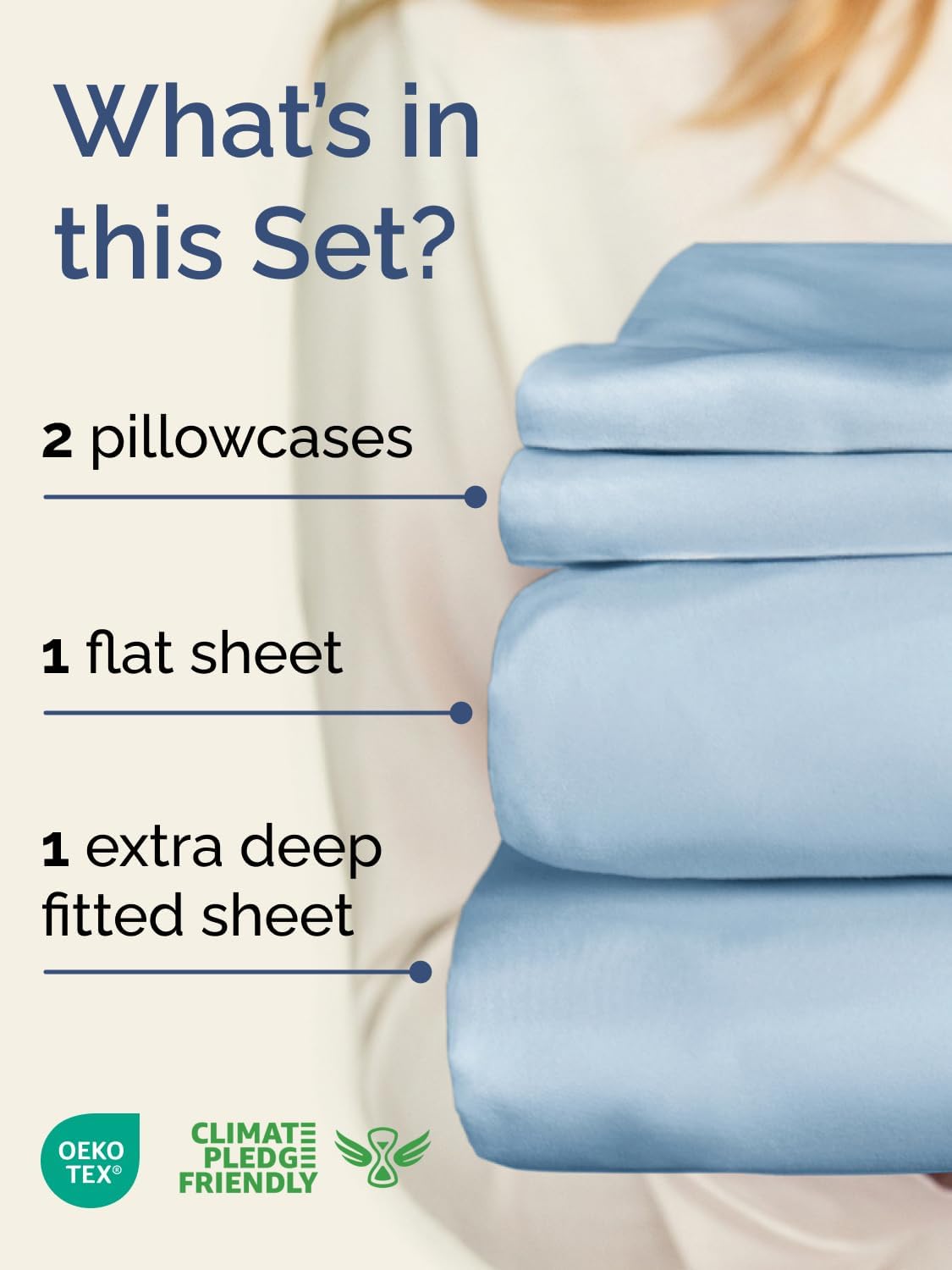 Skiennix Extra Deep Twin Sheet Set - 4 Piece Cooling Bedding - Soft, Wrinkle-Free Sky Blue