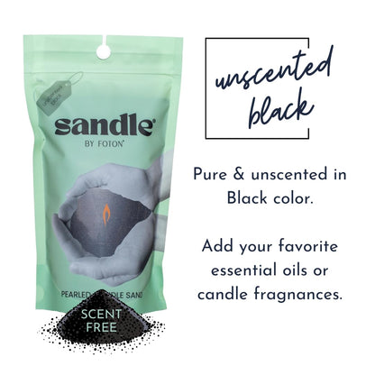 Sandle by Foton Pearled Candle 10 Oz – Black Unscented, Non Toxic Luxury Long Lasting Sand Candles up to 60 Hours - Refillable Sand Candle with 15 Wicks for Candles Making