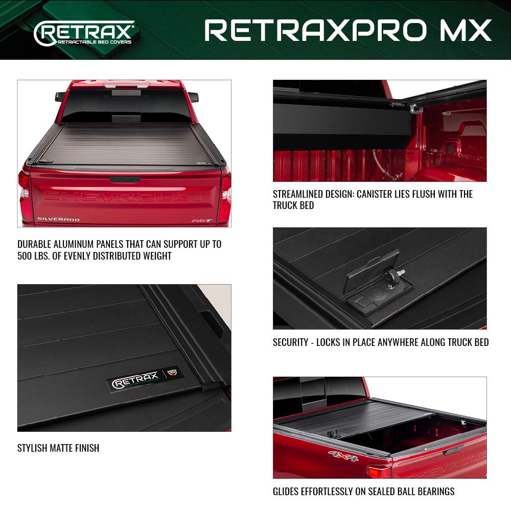 RetraxPRO MX Retractable Truck Bed Tonneau Cover | 80233 | Fits 2009 - 2018, 2019 - 2020 Classic Dodge Ram 1500, 2010-21 2500/3500 8' Bed (96.3")