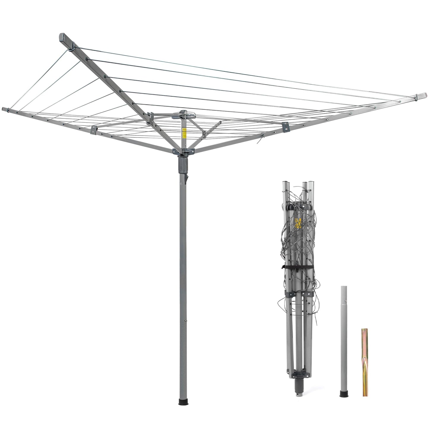 Sukkiri Homu Foldable Laundry Drying Rack, Umbrella Style Clothes Dryer 131 Ft Clothesline for Outdoor Backyard Use, Portable Garment Airer (78.74" H x 68.5" W x 49.61" L)