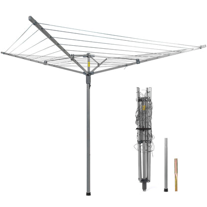 Sukkiri Homu Foldable Laundry Drying Rack, Umbrella Style Clothes Dryer 131 Ft Clothesline for Outdoor Backyard Use, Portable Garment Airer (78.74" H x 68.5" W x 49.61" L)