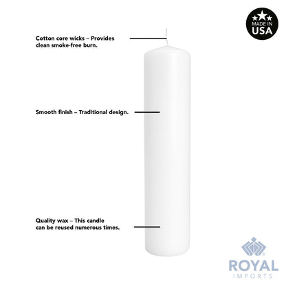 Royal Imports Pillar Candles White Unscented Premium Wax, 40 Hours Burning for Wedding, Spa, Party, Birthday, Holiday, Bath, Home Decor - 2"x6" Inch - Set of 12