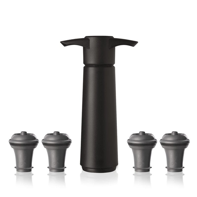 Vacu Vin Original Wine Saver with 4 Vacuum Bottle Stoppers – Wine Preserver Pump for Red or White Wine – Manual Air Remover System – Airtight Seal – Keep Wine Fresh Longer – Black