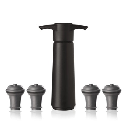 Vacu Vin Original Wine Saver with 4 Vacuum Bottle Stoppers – Wine Preserver Pump for Red or White Wine – Manual Air Remover System – Airtight Seal – Keep Wine Fresh Longer – Black