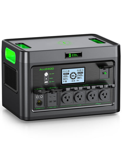 EBL 2400W Portable Power Station LiFePO4 Battery,1843.2Wh Solar Generator,Home Battery Backup,12 Outlets(2400W AC Outlets), USB-C PD 100W,2Hrs Quick Charge,Home Emergency, RV Trip