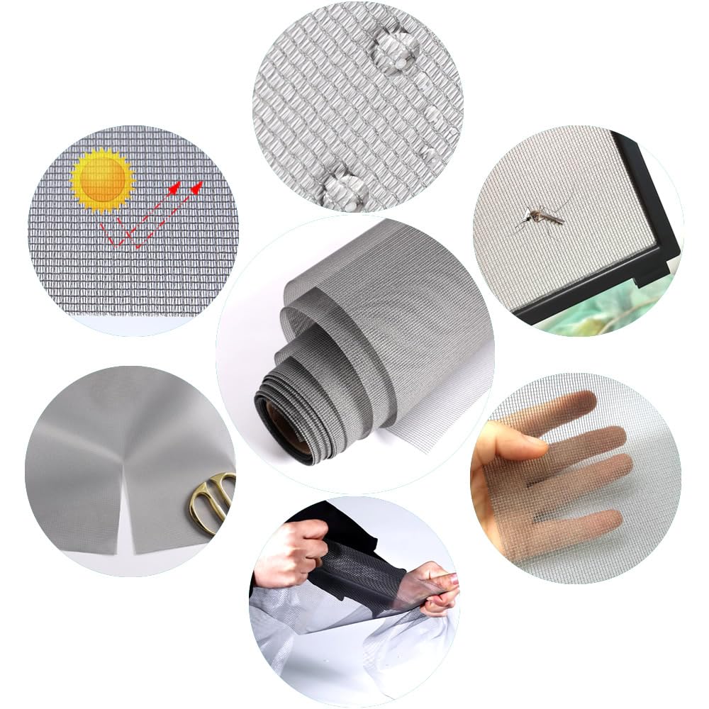High Density dustproof and Pollen Proof net Window Screen mesh roll Used to Replace Screen Windows and Doors (Black high-Density mesh,787''×49''(2000×125cm)