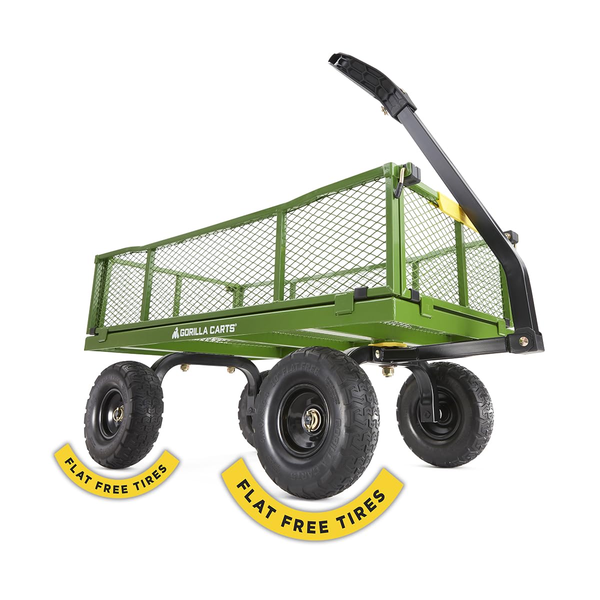 Gorilla Carts Steel Utility Garden Cart with No-Flat Tires, 4 Cubic Feet, 800-Pound Capacity, Green, Amazon Exclusive