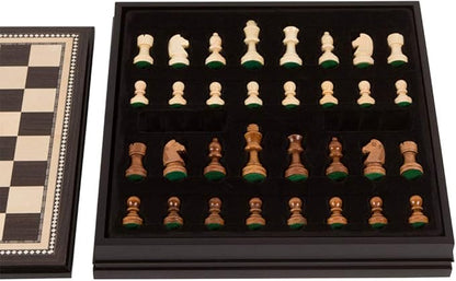 Kavi Inlaid Wood Chess Board Game with Weighted Wooden Pieces Large 18 x 18 Inch Set