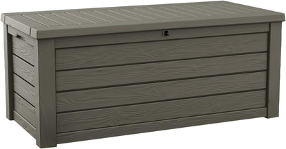 Keter Westwood 150 Gallon Resin Outdoor Storage Box - Ideal for Patio Furniture & Garden Tools | Taupe