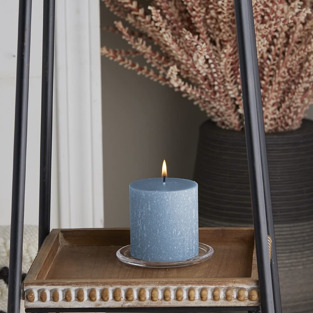 Root Candles Unscented Candles Premium Beeswax Blend Pillar Candle, 3 x 3-Inch, Williamsburg Blue