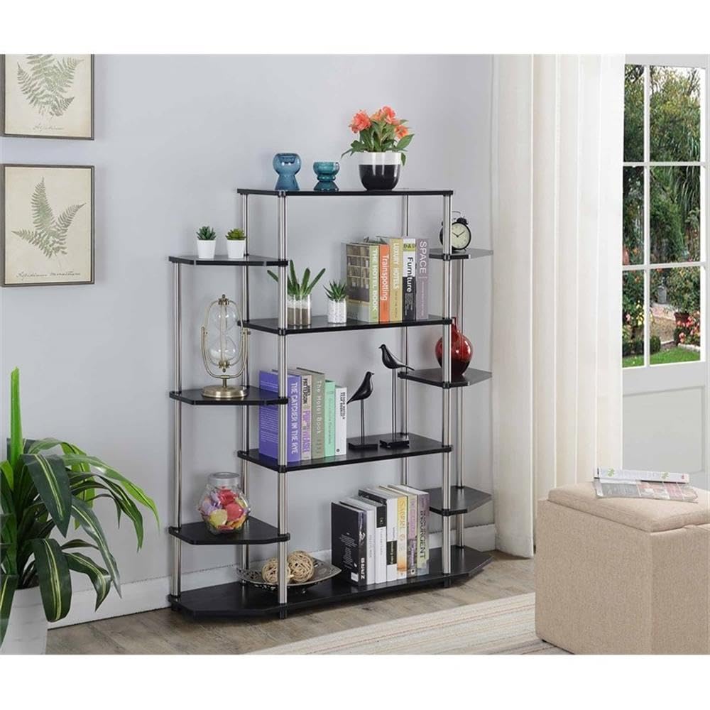 Convenience Concepts Designs2Go No Tools Wall Unit Bookshelf 47.25" - Contemporary Storage Shelves for Display, 10 Spacious Shelves for Modern Living Room, Office, Den, Black