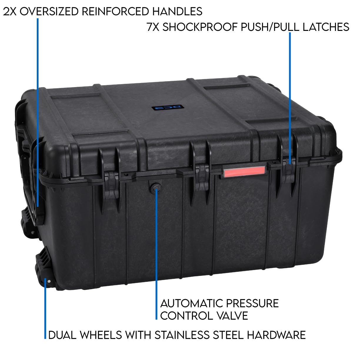 DCB Cases - Element 8477F Waterproof Rolling Hard Case with Foam Insert | IP67 Dustproof Impact-Resistant Protective Equipment Case | 33 x 28 x 17 | Wheels | Telescoping Handle