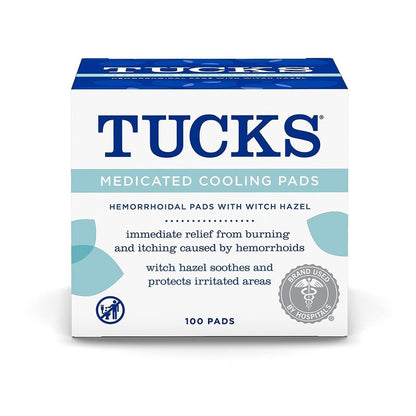 TUCKS Medicated Cooling Pads, 100 Count – Hemorrhoid Pads with Witch Hazel, Cleanses Sensitive Areas, Protects from Irritation, Hemorrhoid Treatment, Medicated Pads Used by Hospitals