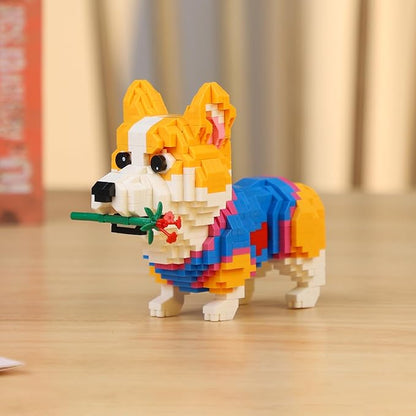 QLT QIAOLETONG Cute Animal Micro Mini Building Blocks Kit Corgi Dog Micro Bricks Building Toys for Adults Party Favors for Kids 12-14+ Years Old Birthday Carnival Prizes (997 PCS)