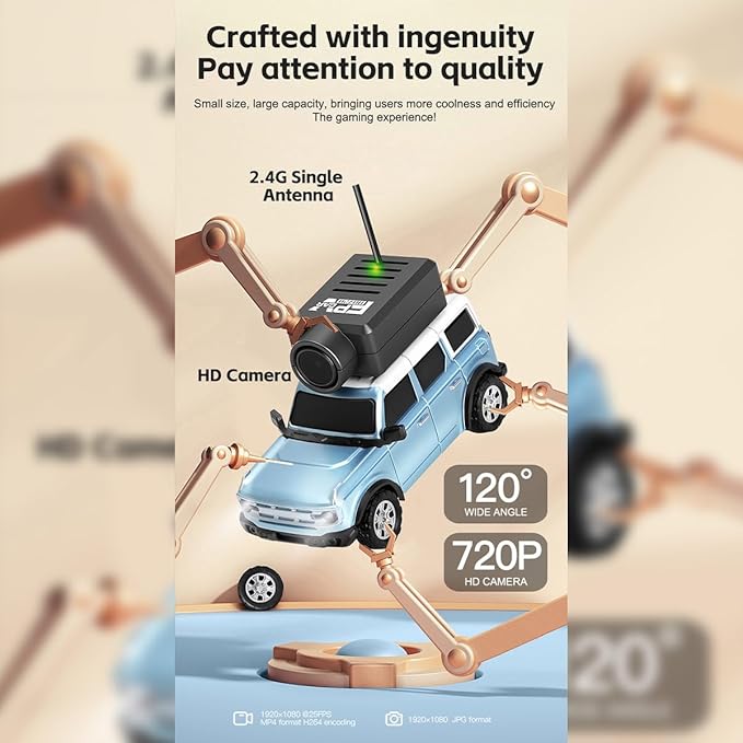 WL 1/64 Mini RC Car Full Proportional FPV RC Car with APP Auto-Pairing WiFi Module Control Camera Mini Racing Toys for Adults(RTR Version)