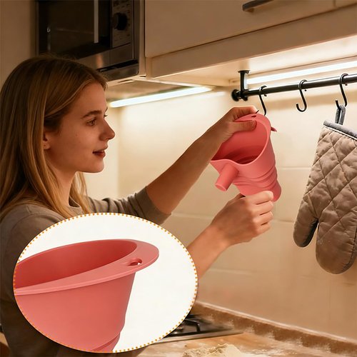 Flour Funnels for Kitchen Stand Mixer - Food-Grade Silicone, Large-Capacity Anti-Spill Attachment | Dishwasher Safe - Red