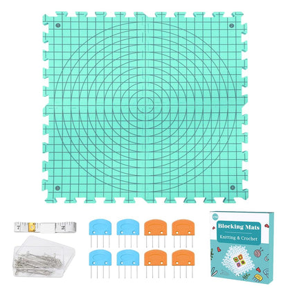 Yarniss Blocking Mats for Knitting & Crochet Project, Extra Thick Knitting Blocking Mat with Grid Lines，Knitting Mats with T-Pins,Blue