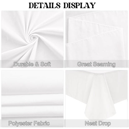 JALANCY 4 Pack Square Table Cloth 52x52 Inch White Tablecloth Machine Washable Fabric Polyester Table Cover for Dining, Buffet Parties, Picnic, Events, Weddings and Restaurants（White）
