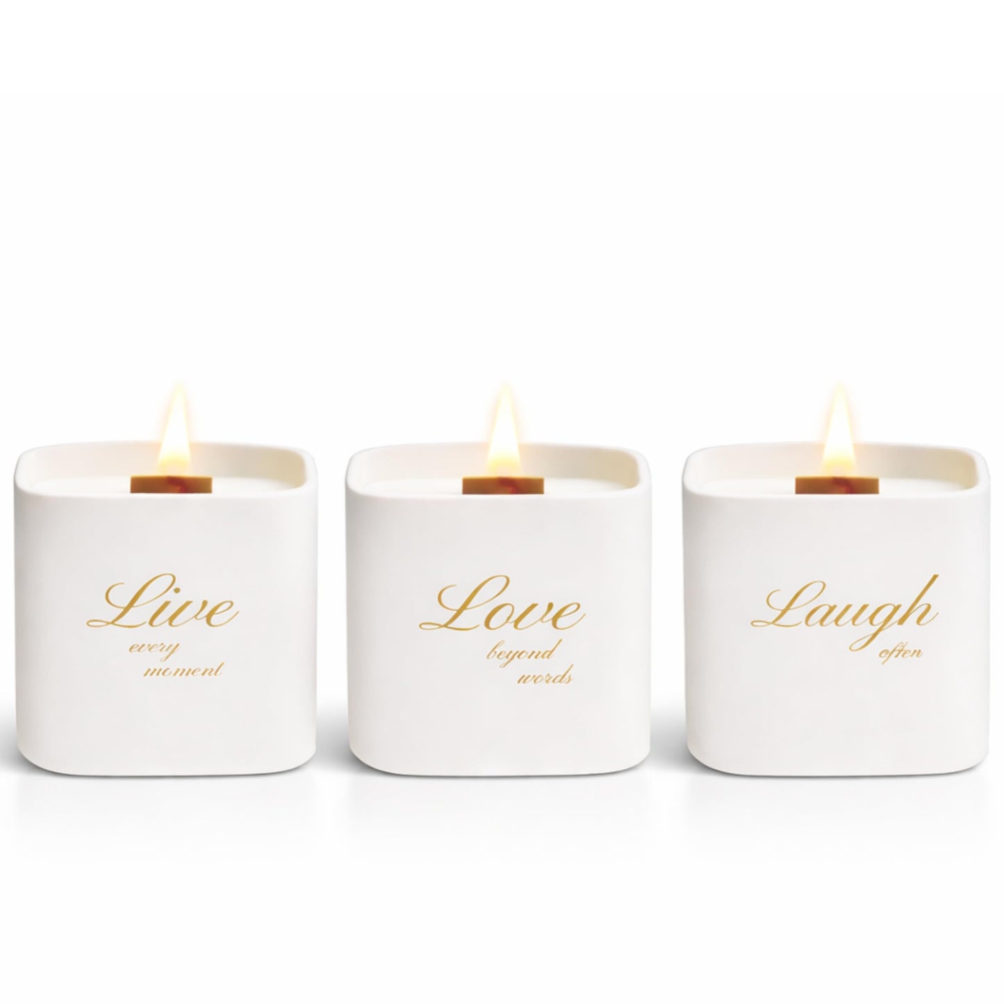 Set of 3 Premium Scented Soy Candles Gift Set | One Life Collection - Orange Blossom, White Tea & White Bloom | Crackling Wood Wick | Luxury Candle Set for Relaxation, Home Décor & Gifts | 9.8oz Each