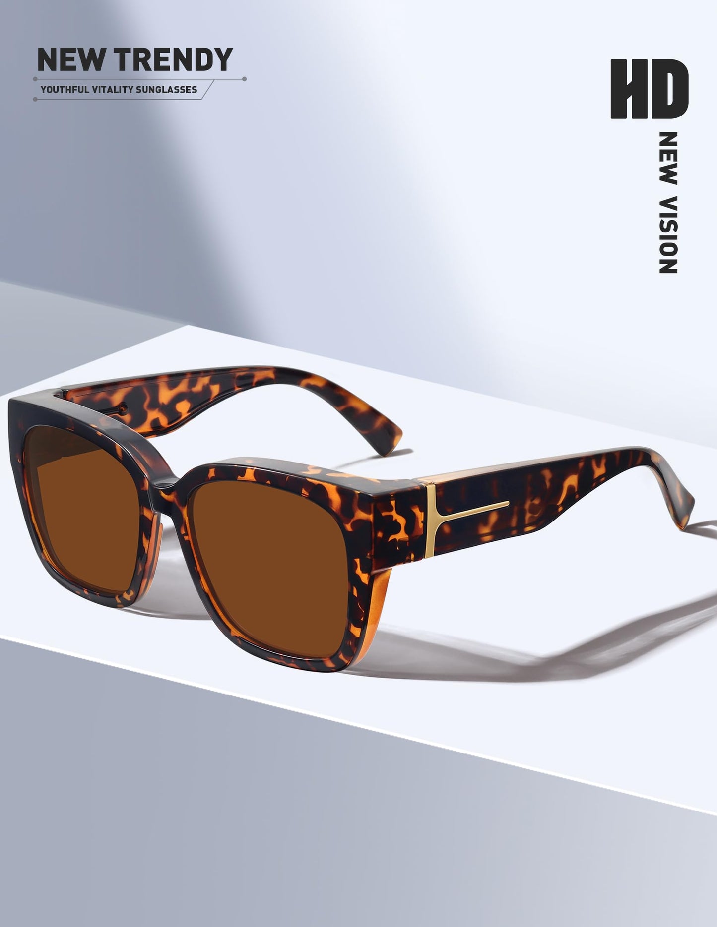 MEETSUN Fit Over Glasses Sunglasses for Women Men Large Trendy Polarized Sunglasses for Driving UV Protection Brown Tortoise
