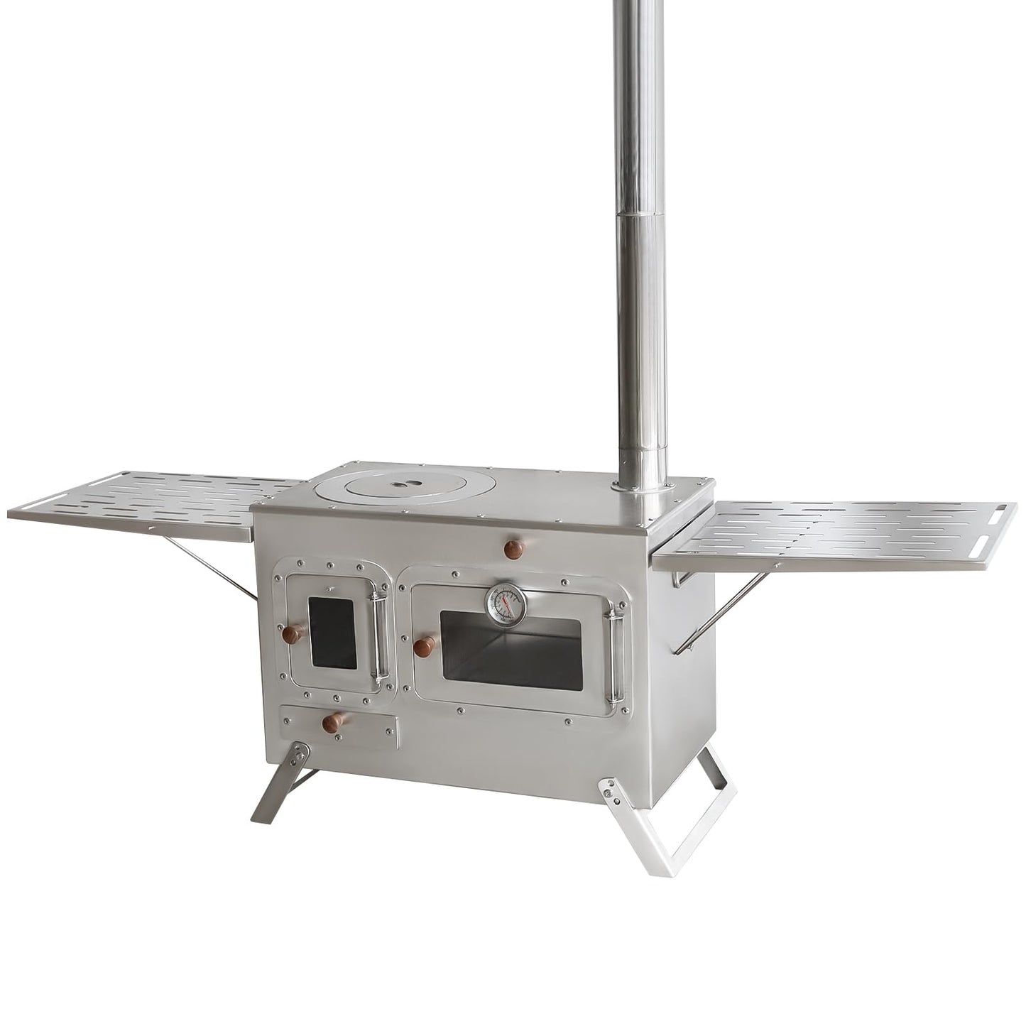 Large Camping Oven Stove Portable Outdoor Cooking Stove with Oven Tent Stove with Chimney Steel