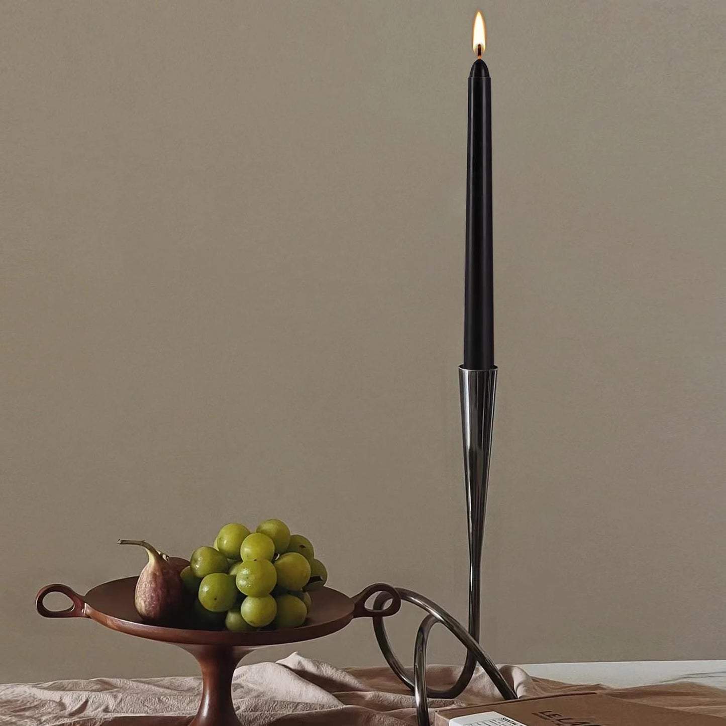 YOROXRG 24 Pack Black Taper Candles, 7-8 Hours Burn Time, Unscented, Smokeless and Dripless, 0.75 x 10 Inch Dinner Candle Set for Halloween, Household, Wedding, Party and Home Décor Candlesticks