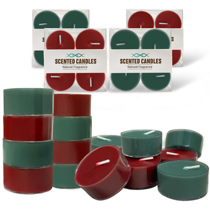 Christmas Scented Tealight Candles, Natural Soy & Bee Wax Blend, Christmas Colors: Red & Green; Apple Cinnamon & Balsam Fir Strong Scented, 3.5 Hour Burn Time, 16 Pcs by Kissingfish