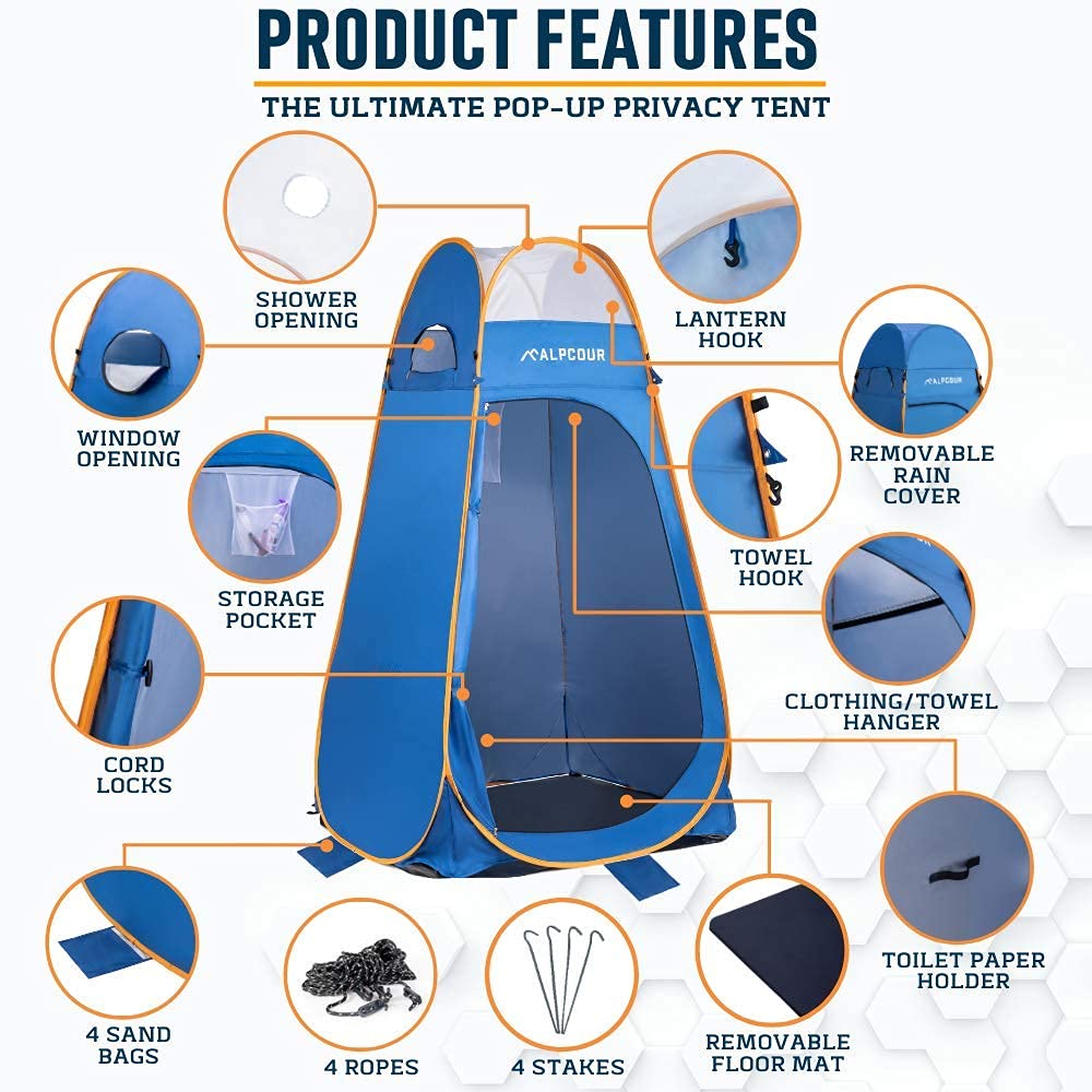 Alpcour Foldable Waterproof Pop Up Portable Toilet Seat for Camping, Hiking, Beach, and Traveling