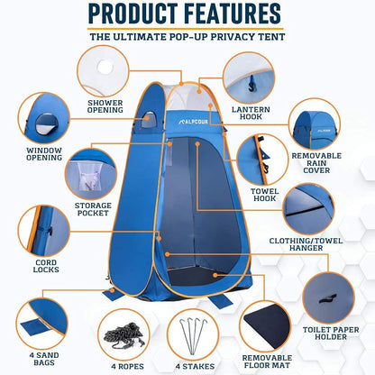 Alpcour Foldable Waterproof Pop Up Portable Toilet Seat for Camping, Hiking, Beach, and Traveling
