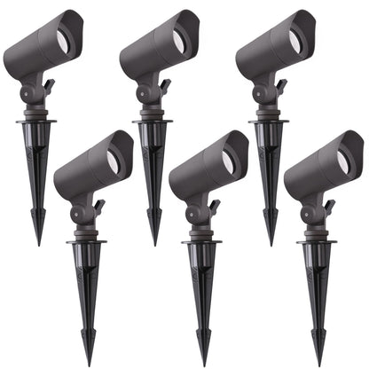 E ENERGETIC LIGHTING LED Landscape Lights with Connectors, 12V Low Voltage, Warm White 3000k, 4W, 175LM, Outdoor Waterproof Garden Pathway Lights Wall Tree Flag Spotlights with Spike Stand, 6 Pack